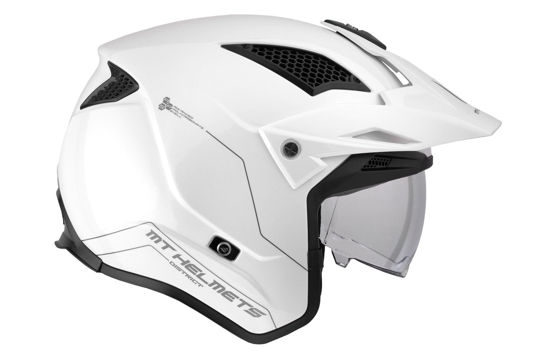MT DISTRICT SV SOLID A0 MOTO ABERTO CAPACETE BRANCO