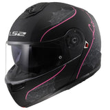 LS2 FF908 STROBE II LUX MOTO CAPACETE MODULAR PRETO MATE ROSA