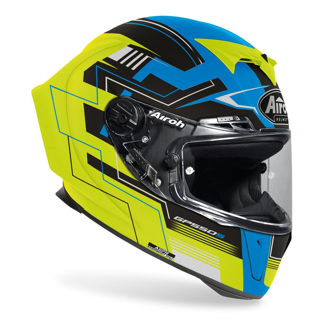 AIROH - CASCOS GP550 S CHALLENGE BLUE/YELLOW MATT