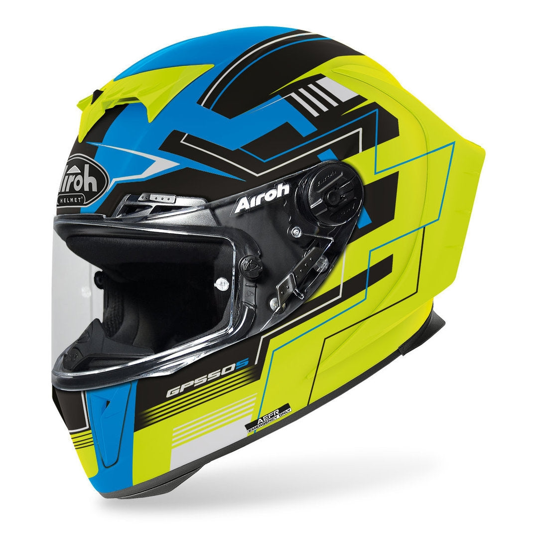 AIROH - CASCOS GP550 S CHALLENGE BLUE/YELLOW MATT