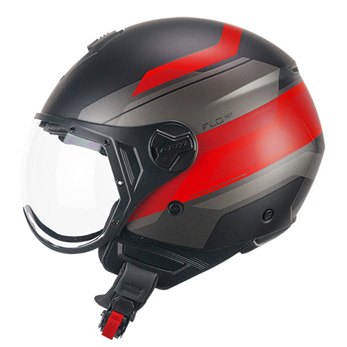 CGM 167K FLO CITY Jet Casco Negro Rojo Mate conformado