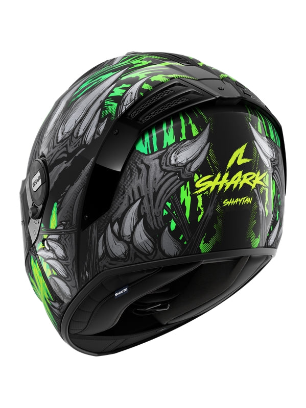 SHARK SPARTAN RS SHAYTAN FIBRE MOTO INTEGRAL CAPACETE PRETO VERDE ANTRACITE