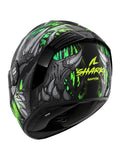 SHARK SPARTAN RS SHAYTAN FIBRE MOTO INTEGRAL CAPACETE PRETO VERDE ANTRACITE