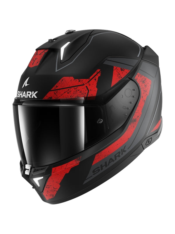 SHARK SKWAL i3 RHAD CAPACETE INTEGRAL MOTO PRETO FOSCO VERMELHO CROMADO