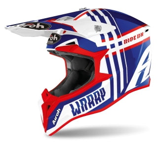 AIROH - CASCOS WRAAP YOUTH BROKEN BLUE/RED GLOSS