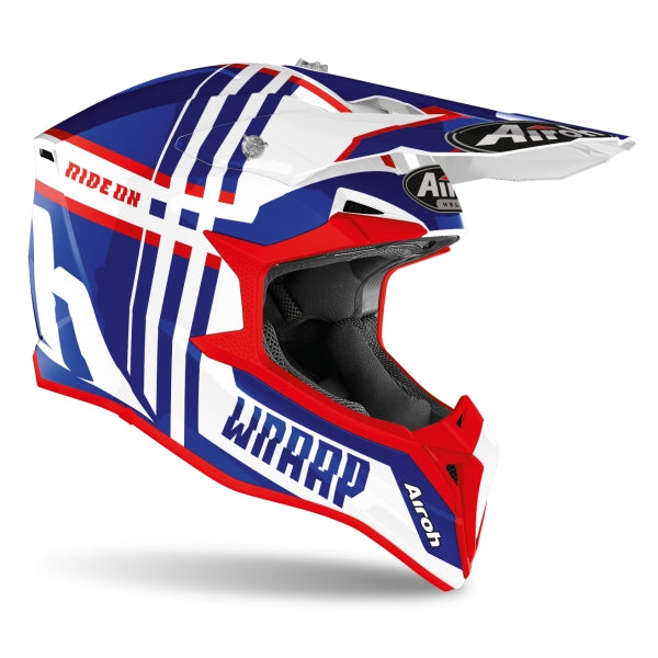 AIROH - CASCOS WRAAP YOUTH BROKEN BLUE/RED GLOSS
