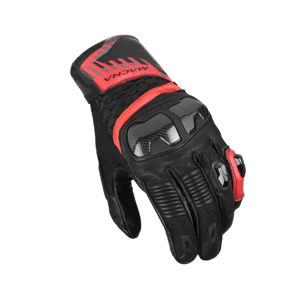 MACNA CHIZU MOTOCICLETA COURO LUVAS PRETAS VERMELHAS