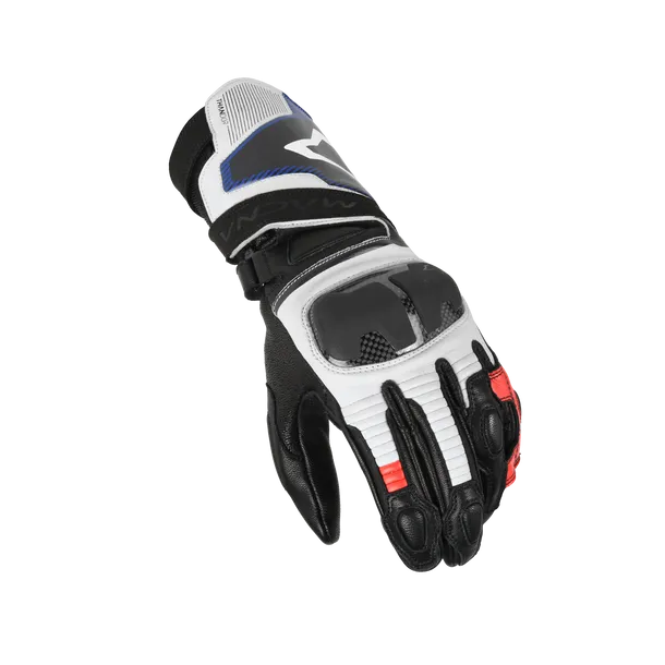 MACNA THUNDER MOTOCICLETA COURO LUVAS PRETAS VERMELHAS AZUIS