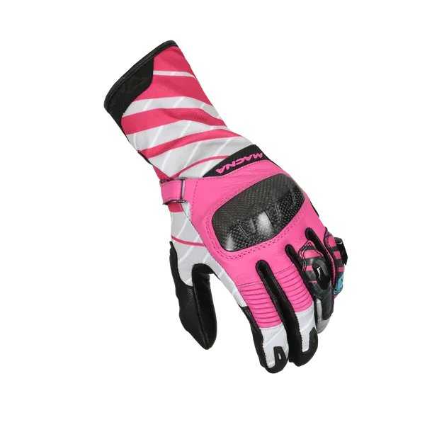 MACNA KROWN MULHER MOTOCICLETA COURO LUVAS ROSA CINZA