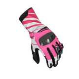 MACNA KROWN MULHER MOTOCICLETA COURO LUVAS ROSA CINZA