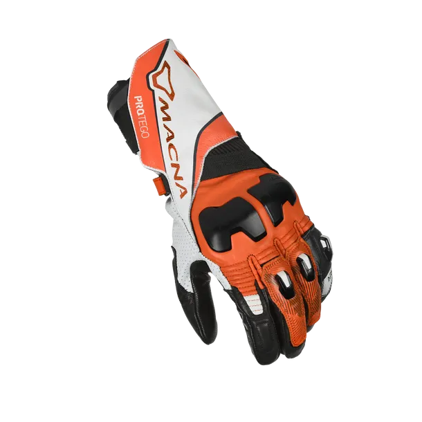 MACNA PROTEGO MEN'S MOTORCYCLE LEATHER GLOVES WHITE ORANGE BLACK – 1 – Maximomoto PT