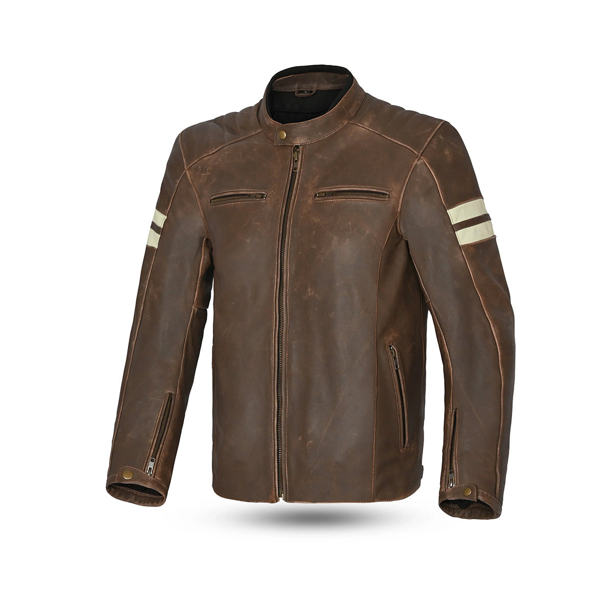 BELA STARK Moto Couro Casacos Bege Marrom