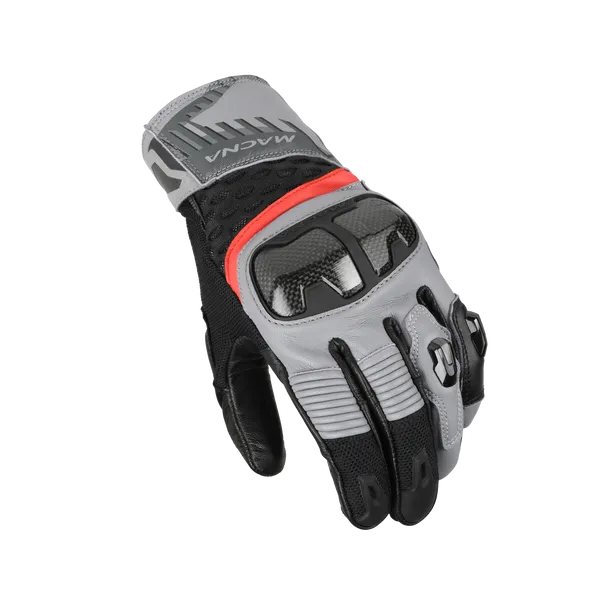 MACNA CHIZU MOTOCICLETA COURO LUVAS CINZA PRETO VERMELHO – 1 – Maximomoto PT