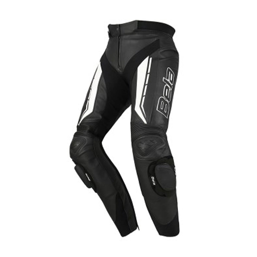 BELA ROCKET Couro Moto Senhora Calças Preto Branco