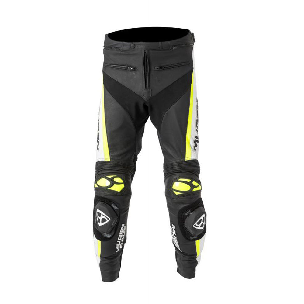 MUGENRACE LP-MNR-1915 RBRS-1 Moto Couro Calcas Preto Branco Amarelo