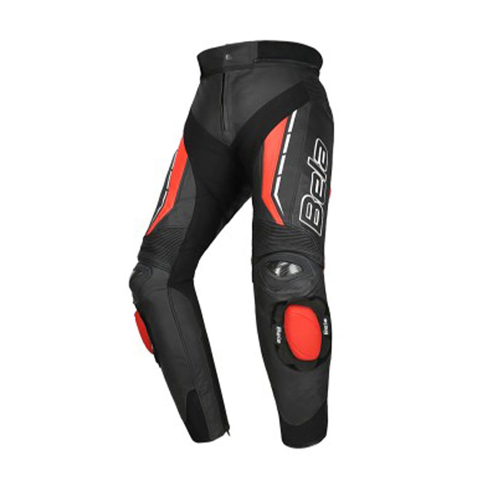 BELA ROCKET Couro Moto Homem Calças Preto Vermelho