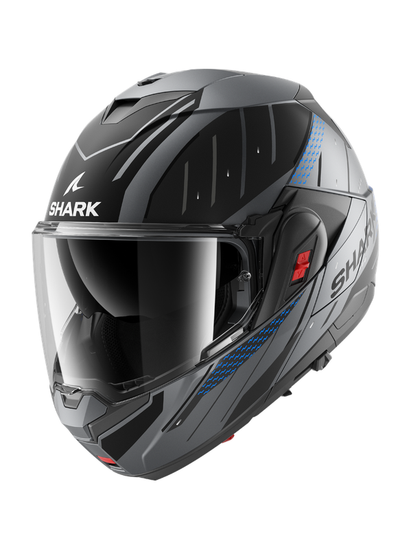 SHARK OXO RYDGER ABATIBLE MODULAR CASCO AZUL ANTRACITA MAT NEGRO