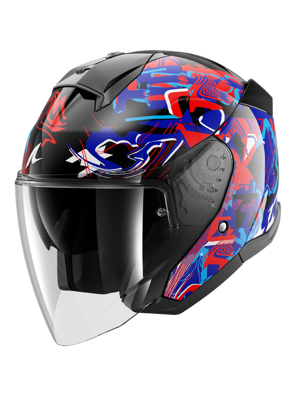 SHARK SKWAL JET PRANZ URBANO TURISMO CASCO NEGRO BLUE RED – 1 – Maximomoto PT