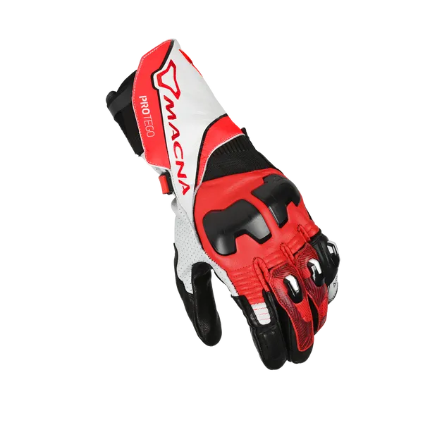 MACNA PROTEGO MEN'S MOTORCYCLE LEATHER GLOVES WHITE RED BLACK – 1 – Maximomoto PT