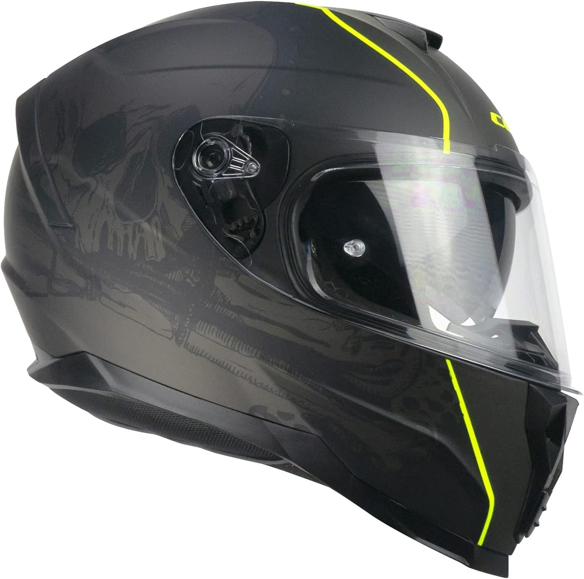 CGM - 321S ATOM SKULL Nero Giallo fluo opaco