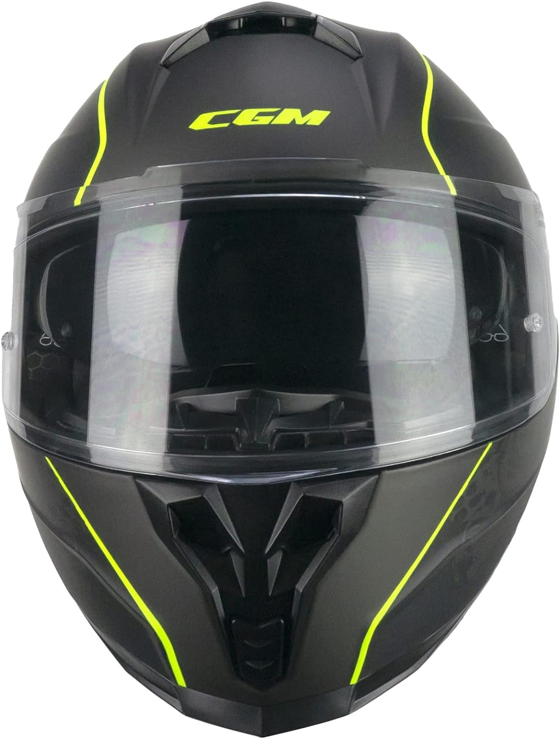 CGM - 321S ATOM SKULL Nero Giallo fluo opaco