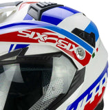CGM 666S TWIN HITRACK Casco Integral Adventure Blanco Azul Rojo