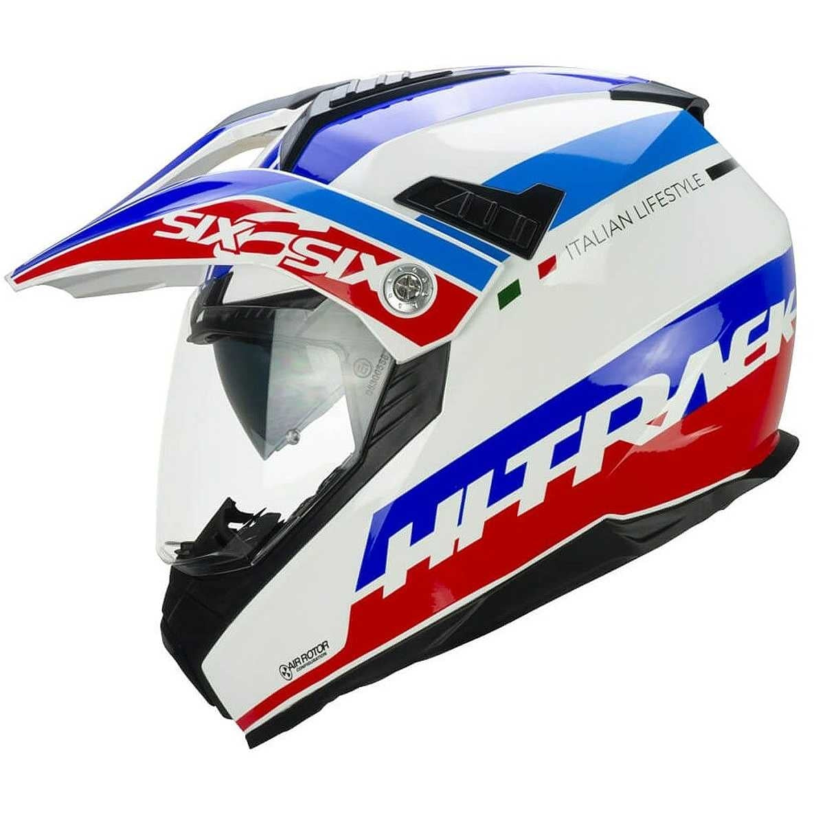 CGM 666S TWIN HITRACK Casco Integral Adventure Blanco Azul Rojo