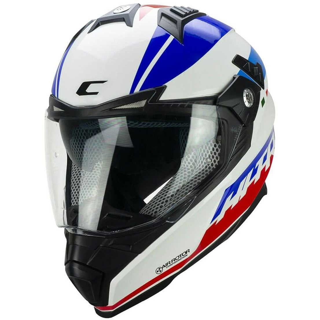 CGM 666S TWIN HITRACK Casco Integral Adventure Blanco Azul Rojo