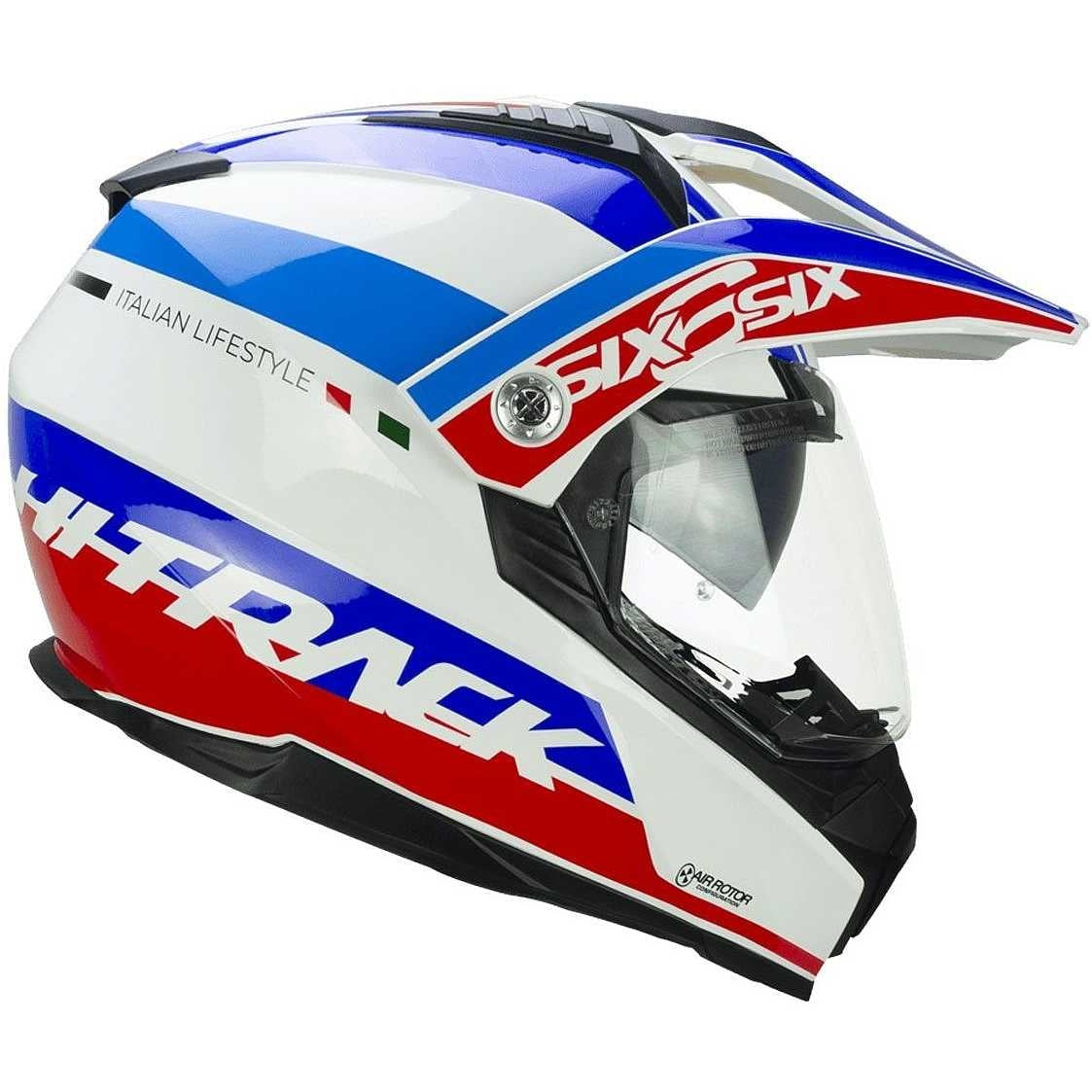 CGM 666S TWIN HITRACK Casco Integral Adventure Blanco Azul Rojo
