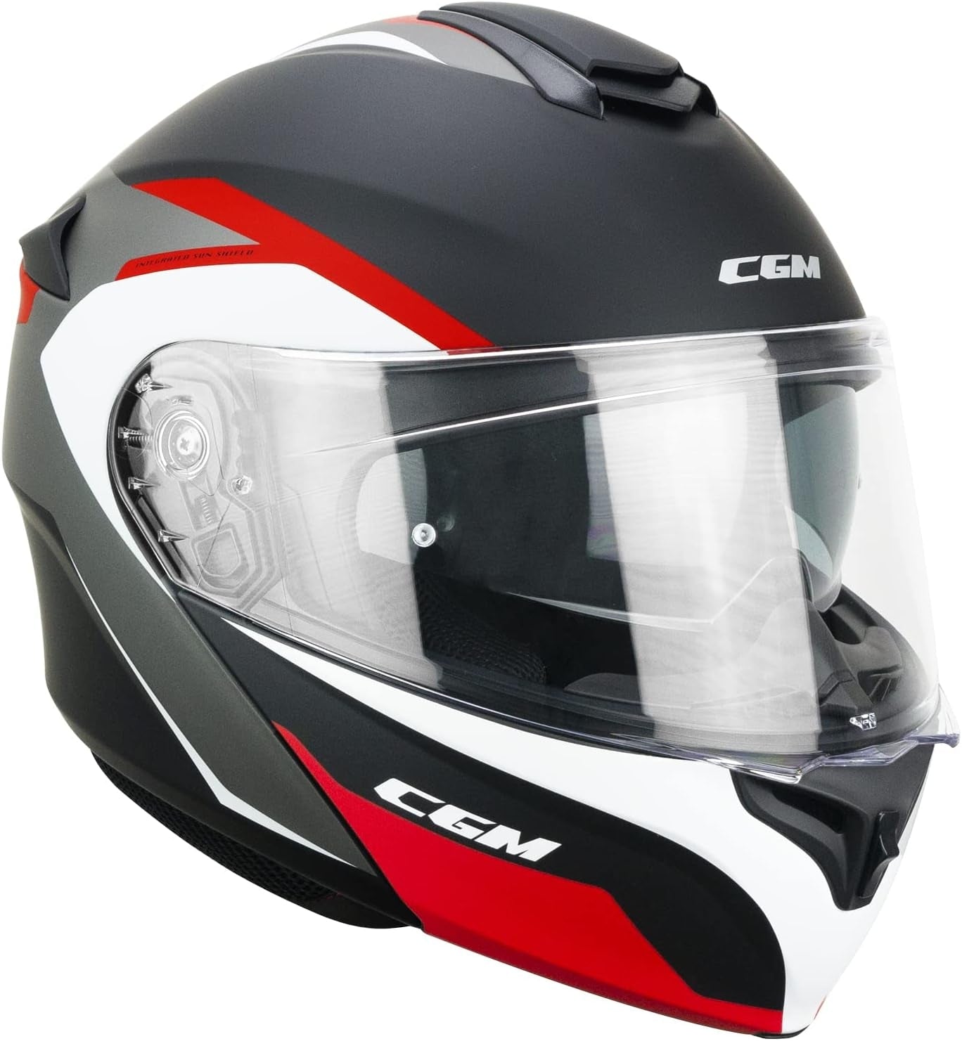 CGM 568G BER DRESDA Modular Casco Nero Rosso opaco