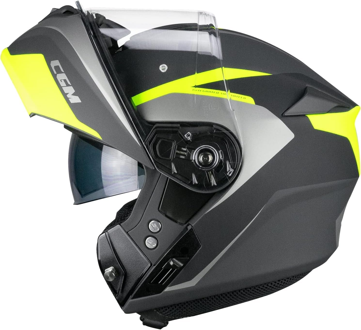 CGM 568G BER grafito Modular Casco moto Grafite Giallo fluo opaco