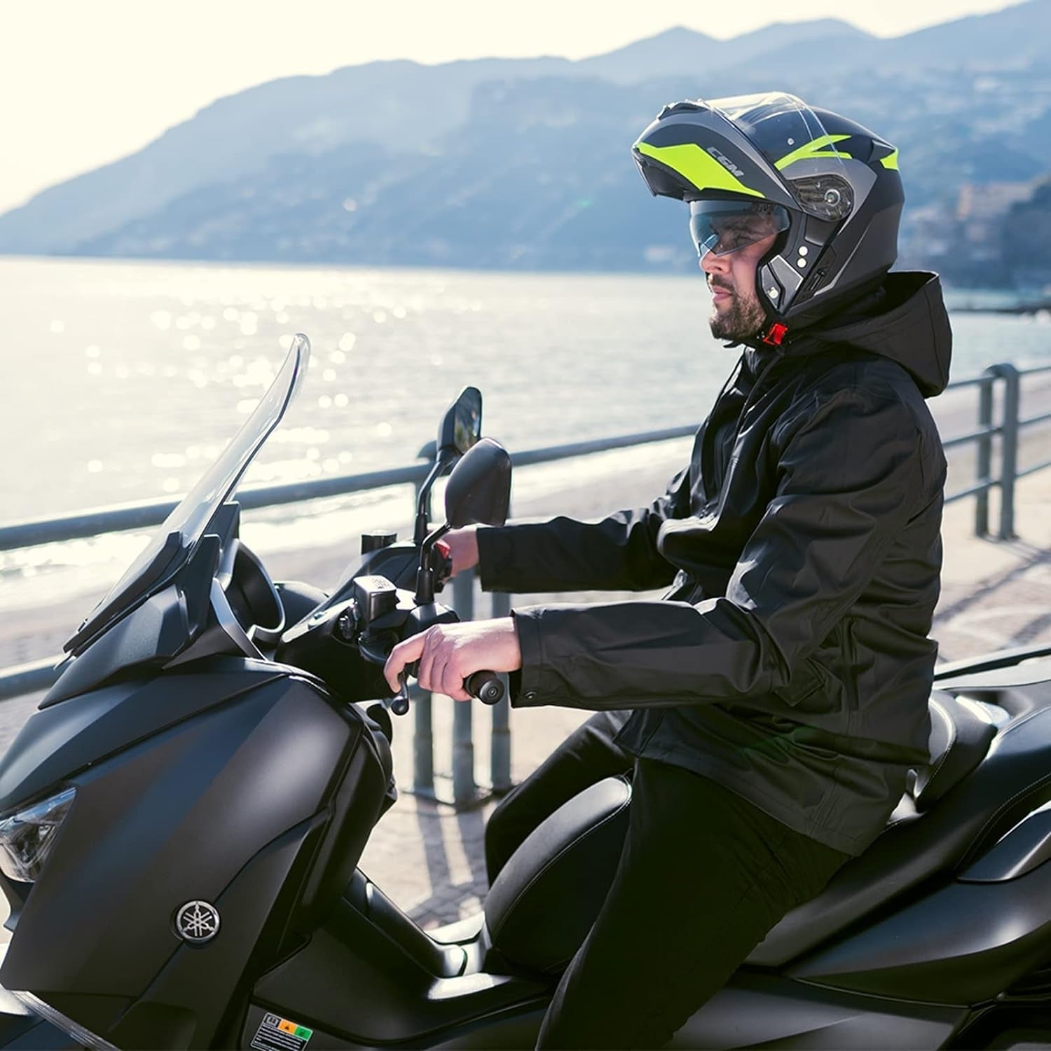 CGM 568G BER grafito Modular Casco moto Grafite Giallo fluo opaco