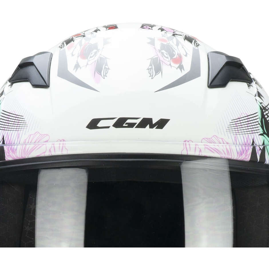 CGM 265S LUCKY MUSIC Integral Moto Casco Bianco Rosa
