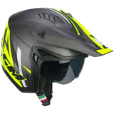 CGM 155X Rush Moto Jet Casco Amarillo Grafito fluorescente Mate