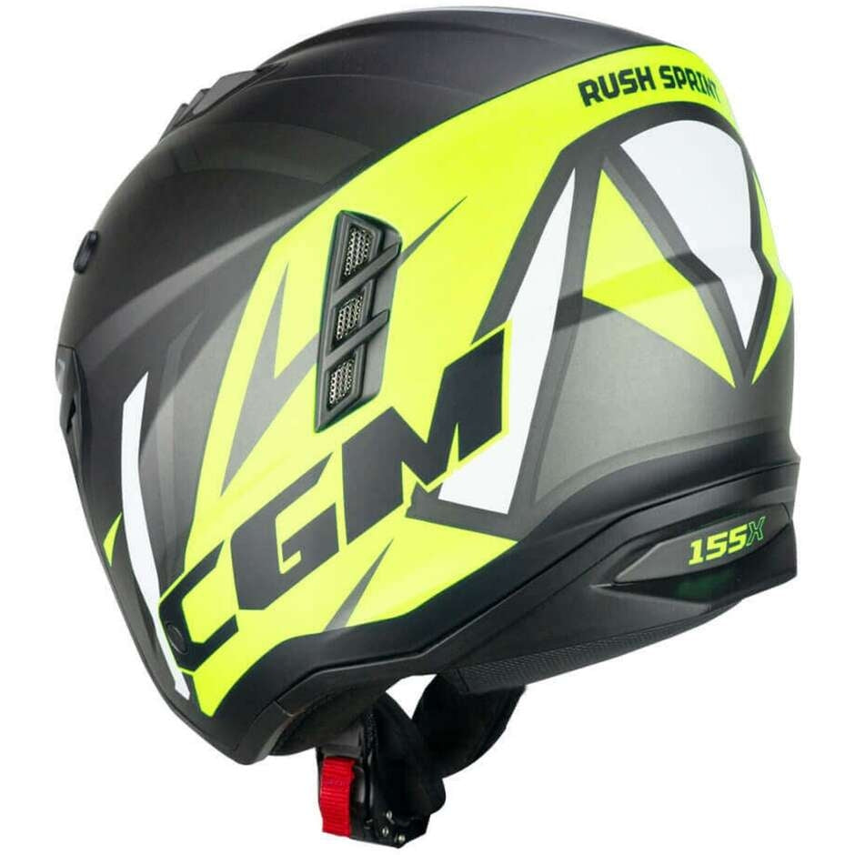 CGM 155X Rush Moto Jet Casco Amarillo Grafito fluorescente Mate