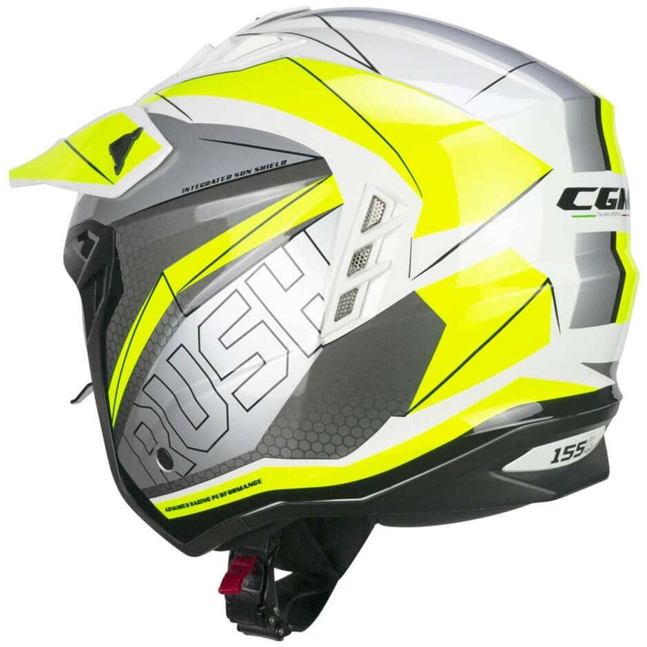 CGM 155G RUSH DUAL Jet Casco De Moto Blanco Amarillo Fluo