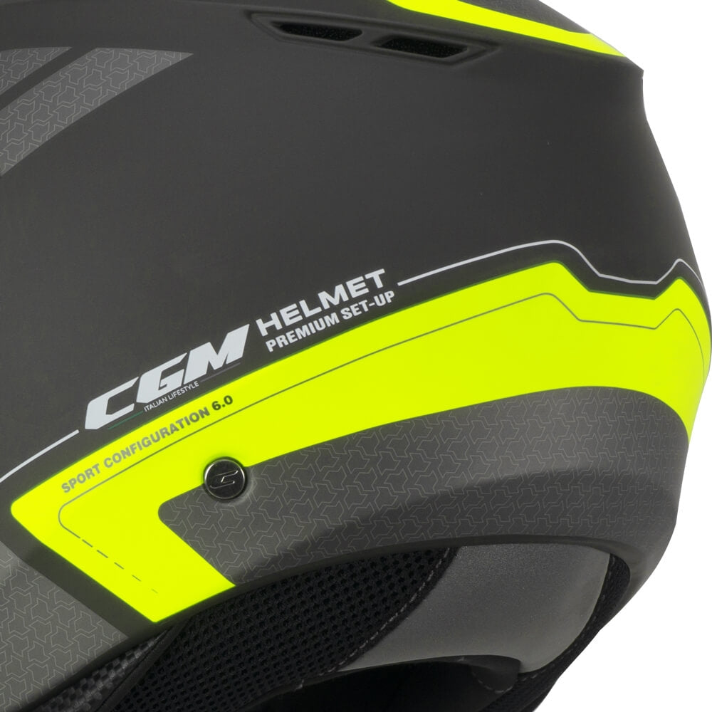CGM 126G IPER CITY Casco de Moto Grafito Amarillo Fluo