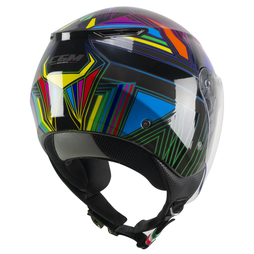 Casco Scooter CGM 126S IPER DISCO Urban Street Verde Grafito Fucsia