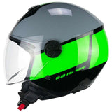 CGM 167R FLO STEP JET CASCO MOTO GRIGIO VERDE LUNGA