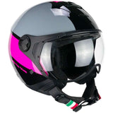 CGM 167R FLO STEP JET CASCO MOTO GRIGIO FUCSIA SAGOMATA