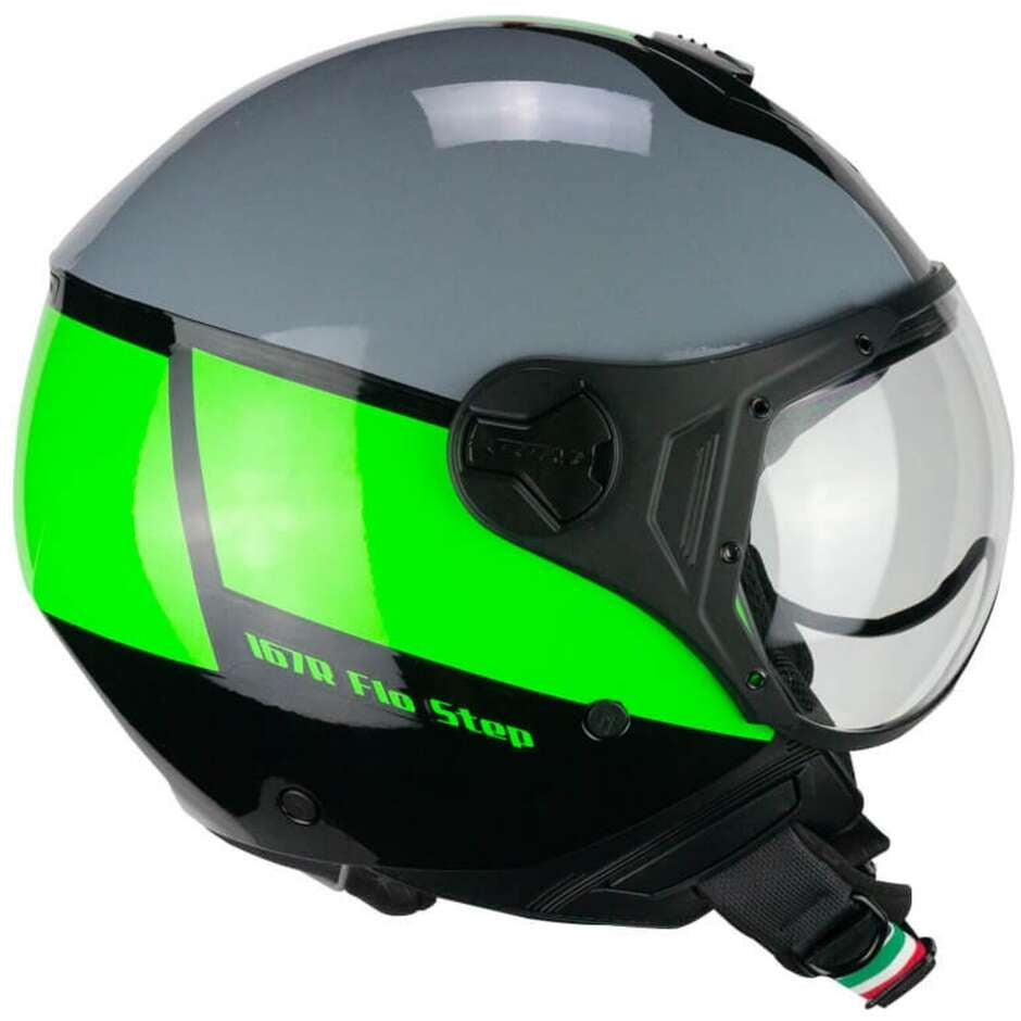 CGM 167R FLO STEP JET CASCO MOTO GRIGIO VERDE SAGOMATA