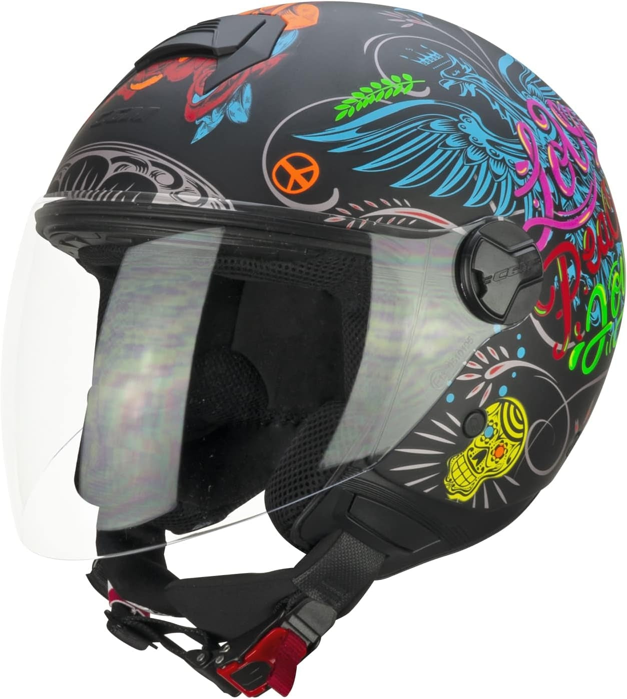 CGM 167S FLO JOY JET CASCO MOTO NERO AZZURRO VERDE OPACO LUNGA – 2 – Maximomoto PT