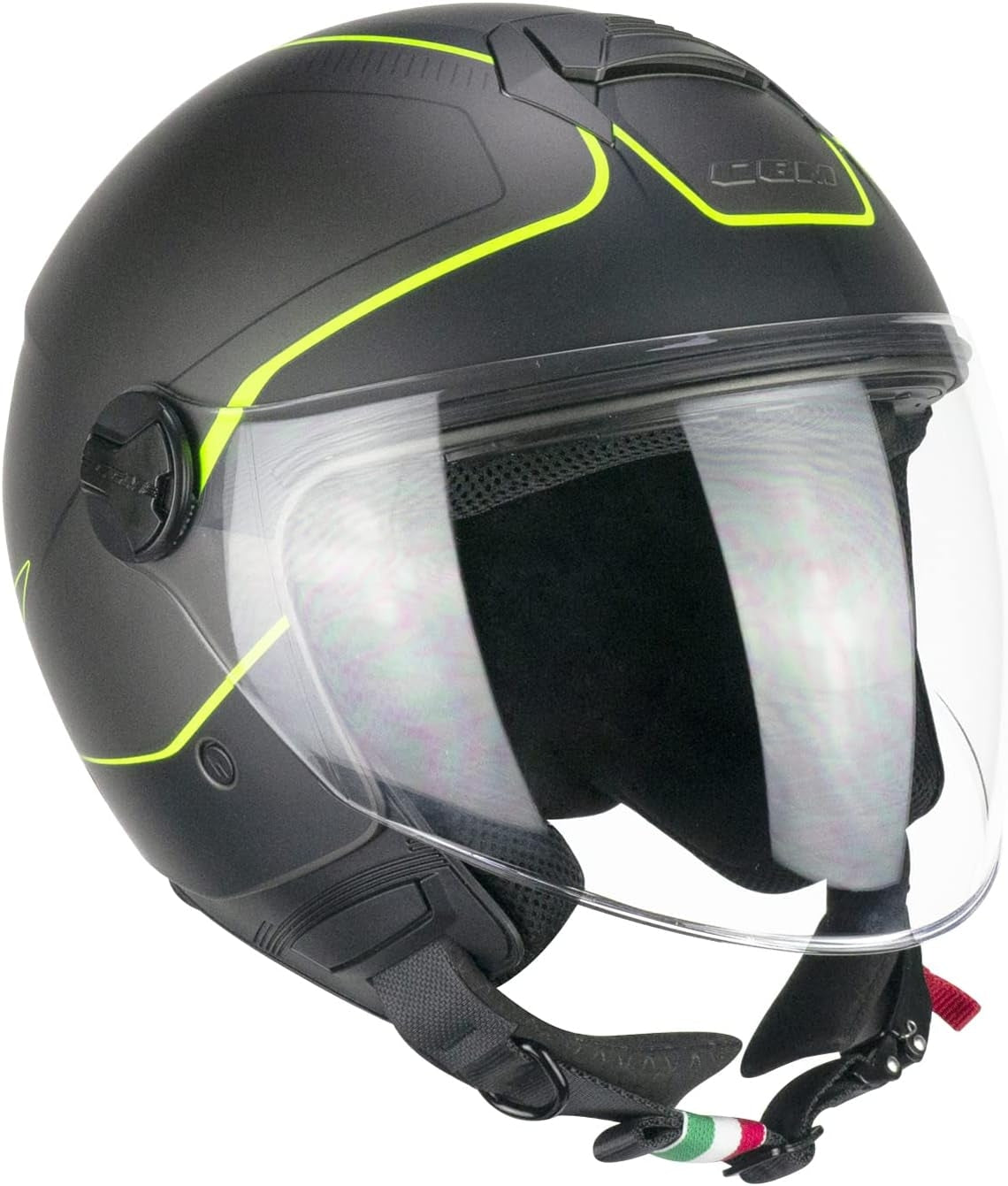 CGM 167G FLO WAY Casco Jet Antracita Amarillo Fluo Satinado Largo