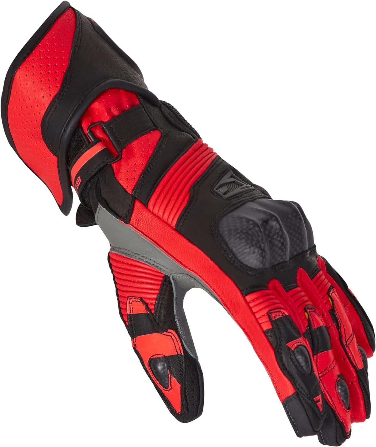 REBEL HORN - FIGHTER LEATHER GLOVES BLACK/RED FLUORESCENT – 3 – Maximomoto PT
