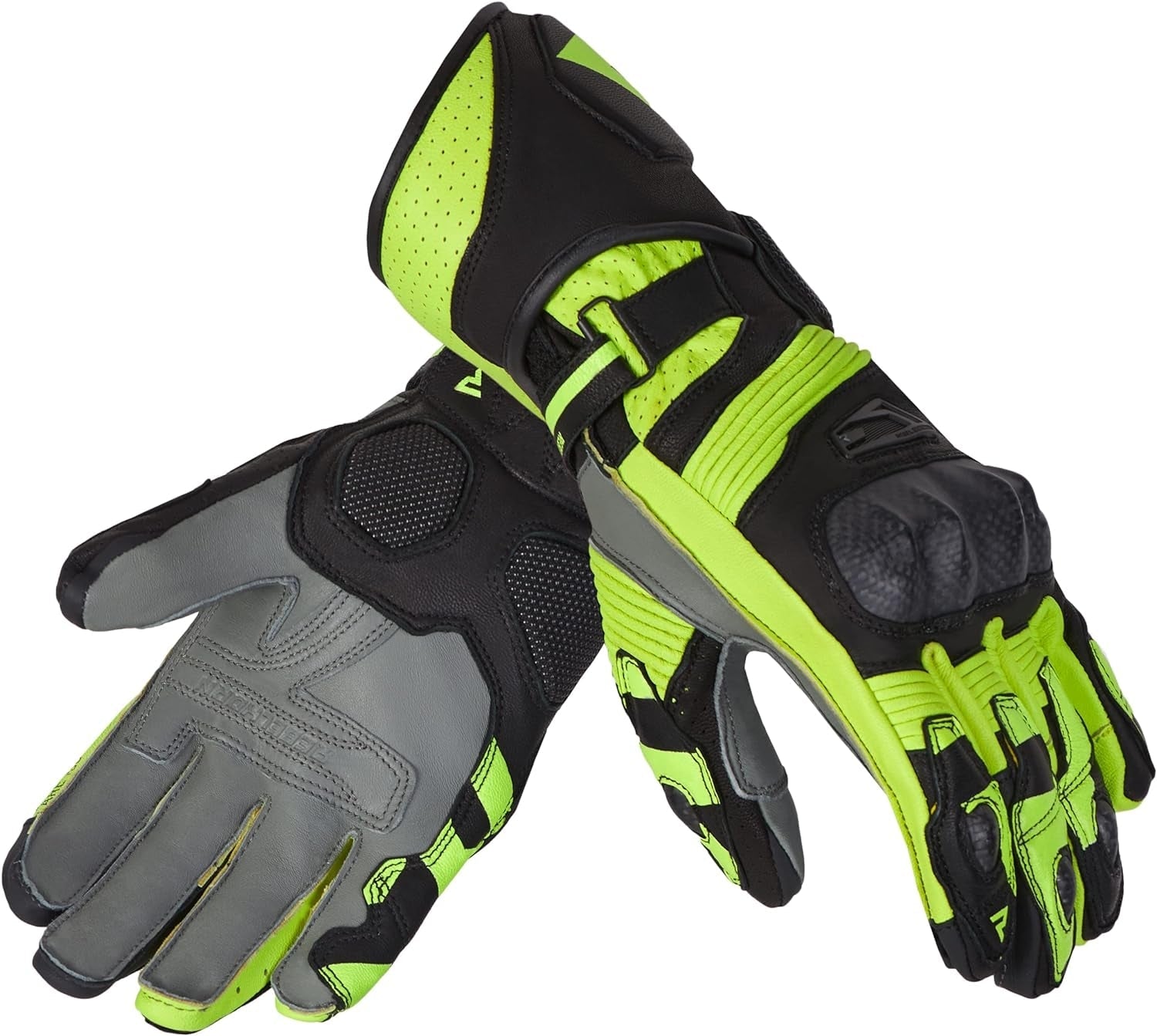 REBEL HORN - GUANTES PIEL FIGHTER BLACK/FLUO YELLOW – 2 – Maximomoto PT