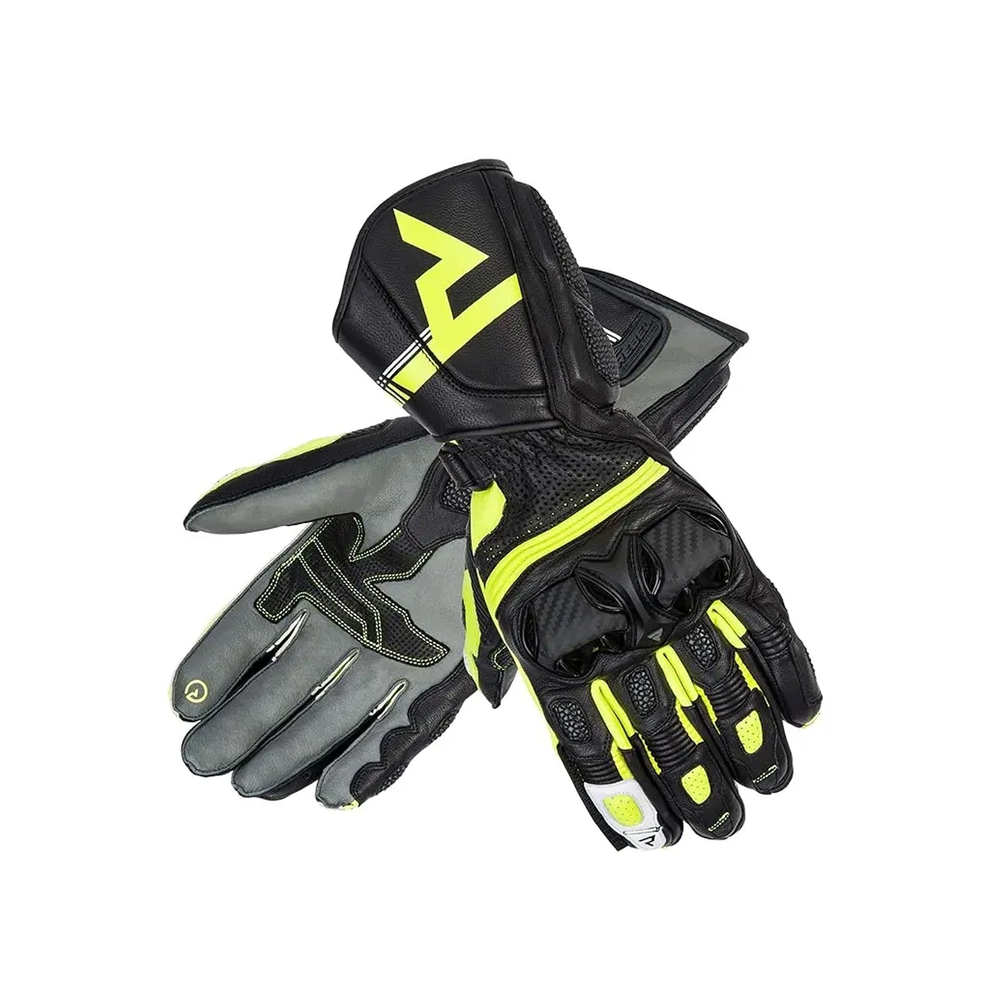REBEL HORN - GUANTES PIEL ST LONG NEGRO/GRIS/VERDE FLOR – 1 – Maximomoto PT