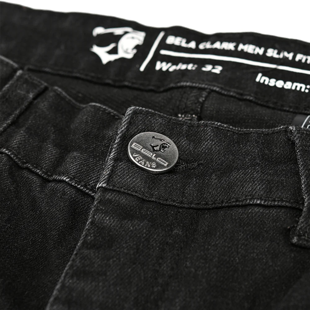BELA CLARK Denim Jeans Moto Homem Calcas Preto 30L
