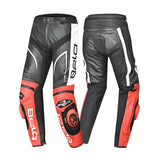 BELA X RACE Moto Couro Calcas Preto Branco Vermelho