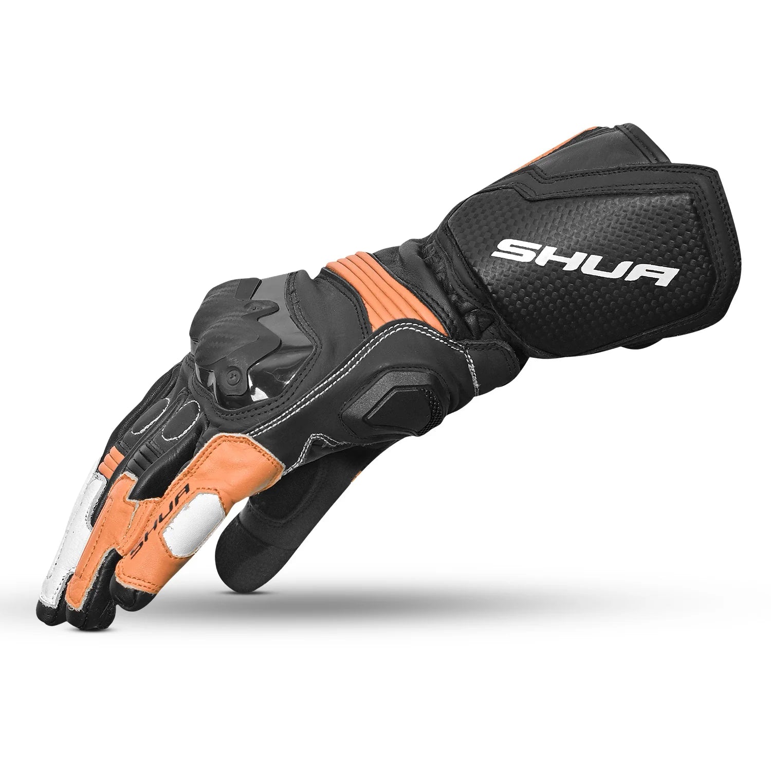 SHUA RANGER PRO Moto Homem Corrida Luvas Preto Branco Laranja – 3 – Maximomoto PT