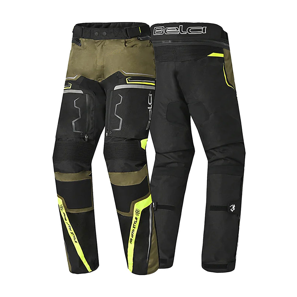 BELA WATSON Moto Textil Calcas Preto Cáqui Amarelo Branco